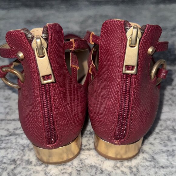 Chelsee Burgundy Pointed-Toe Flats with Ankle Strap – Size 9 - Picture 4 of 5